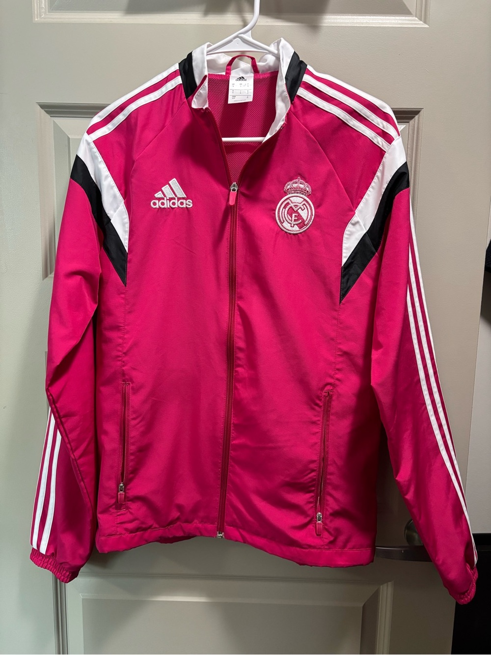 Vintage adidas Hot Pink Real Madrid Training Jacket with White & Black Accents